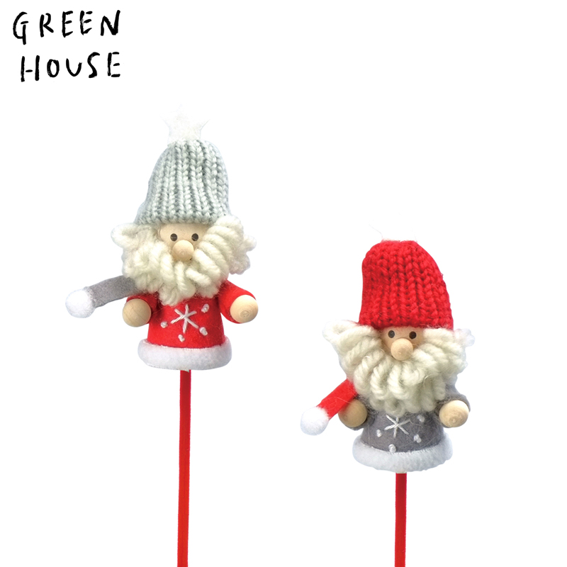 ■GREEN HOUSE(グリーンハウス）■■2026X'mas　先行予約■　ふわふわピック　スノーフレークミニサンタ（2種×各6本）