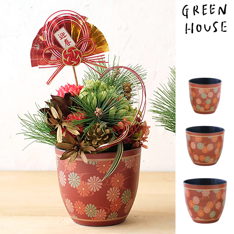 ■GREEN HOUSE(グリーンハウス）■■2027お正月グッズ　先行予約■　プラポット　菊に流水