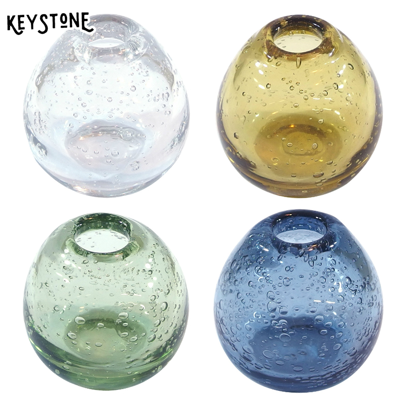 ■キーストーン■　手吹きバブルガラス　フラワーベース　ボール Sサイズ