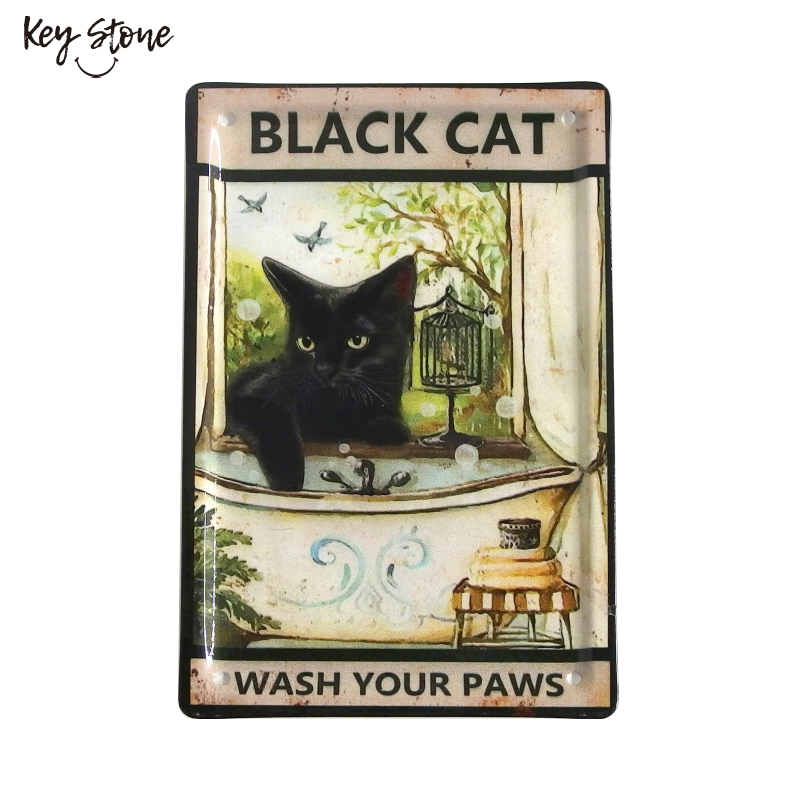 ■キーストーン■■2024SS　新作■　メタルポストカード　BLACK CAT