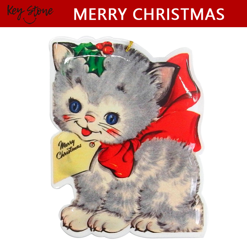 ■キーストーン■■2025X'mas　先行予約■　メタルダイカットポストカード X'mas　キャットリボン