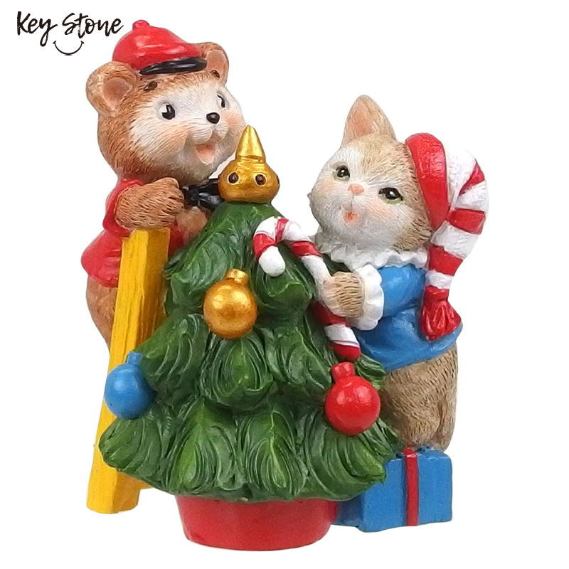 ■キーストーン■■2025X'mas　先行予約■　ビンテージアニマルデコレーション　キャット＆ベア