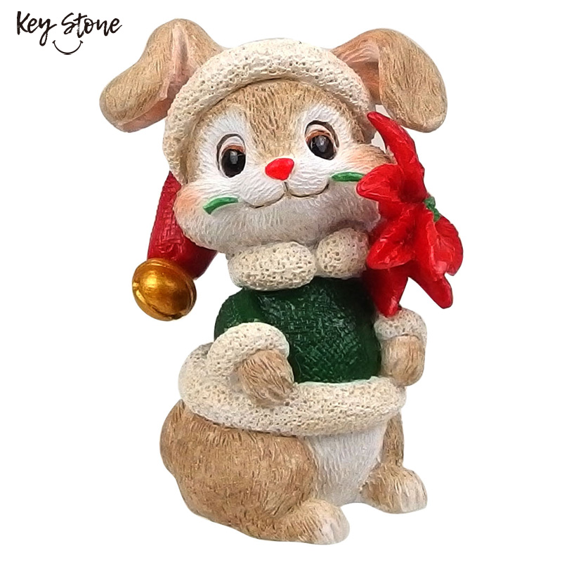 ■キーストーン■■2025X'mas　先行予約■　ビンテージアニマルデコレーション　ラビット＆ポインセチア