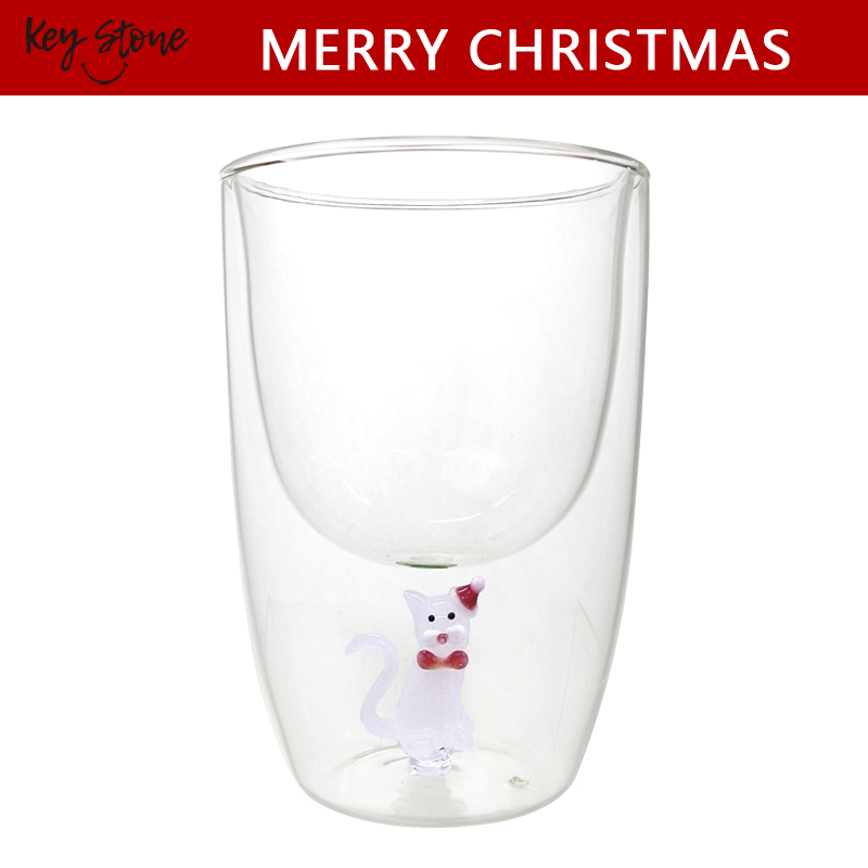 ■キーストーン■■2025X'mas　先行予約■　ダブルウォールグラス クリスマスVer.　白猫ハット