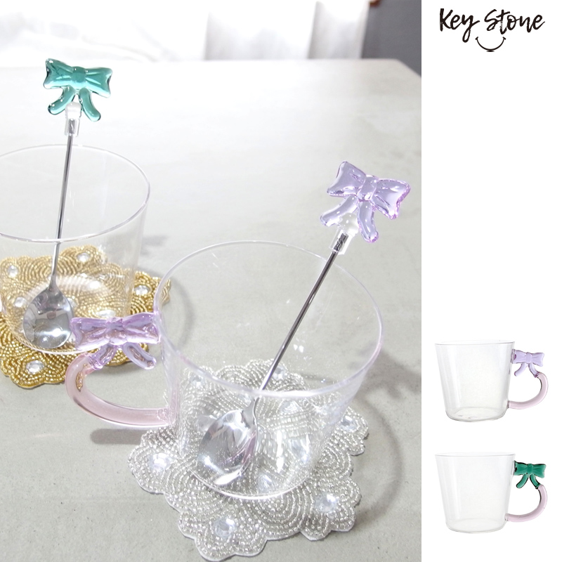 ■キーストーン■■2026SS　先行予約■　リボンモチーフガラスマグ