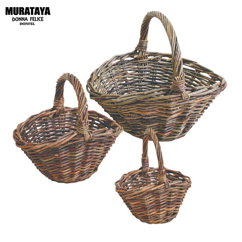 ■村田屋産業■■2026AW　新作■　皮付き柳カゴ