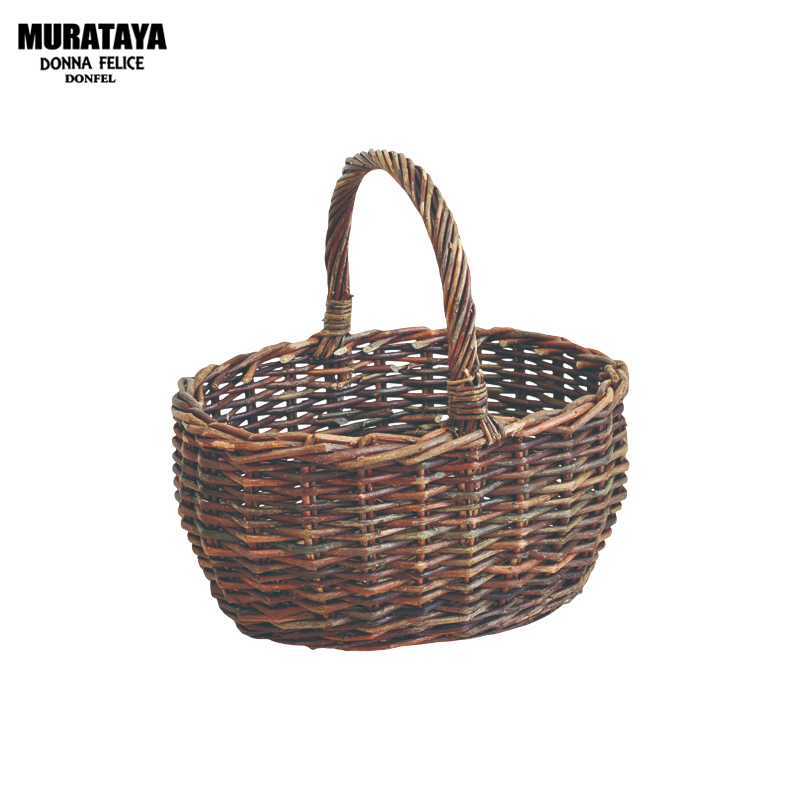 ■村田屋産業■■2026AW　新作■　皮付き柳カゴ　円型
