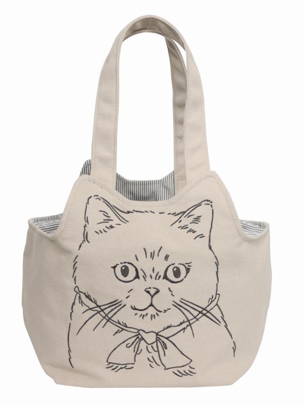 ■ノアファミリー■■2025SS　新作■　フェイス刺繍トートショルダー　ナチュラル