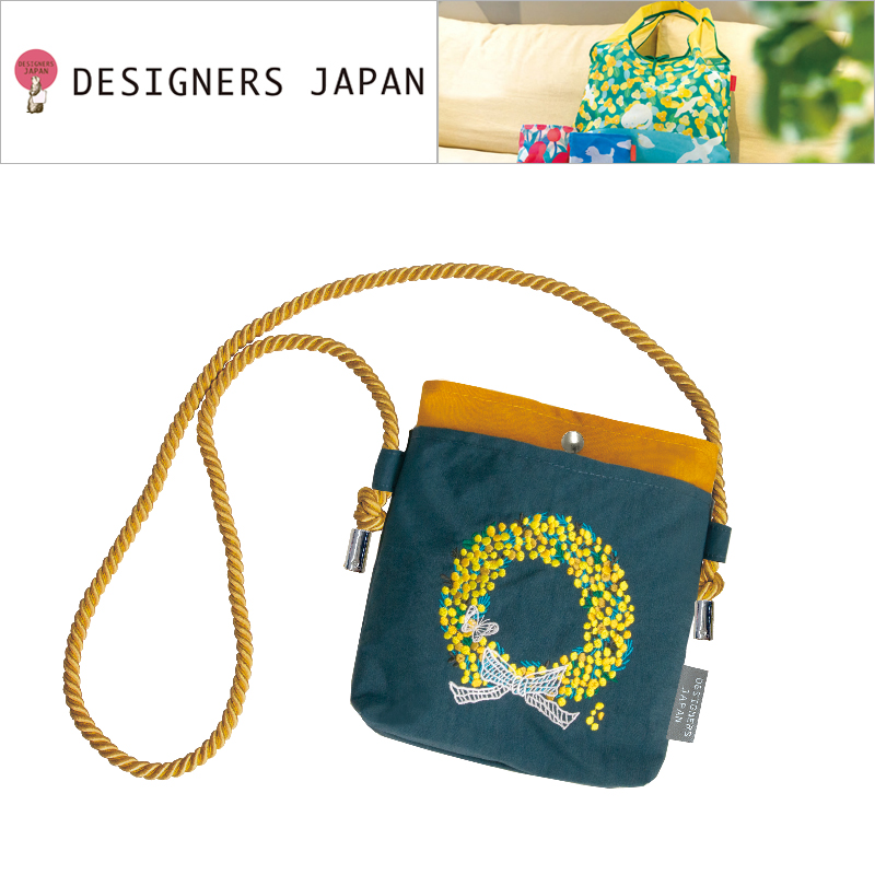 ■PRAIRIE DOG（プレーリードッグ）■【北村 ハルコ DESIGN】　刺繍ミニポーチ　ミモザのリース