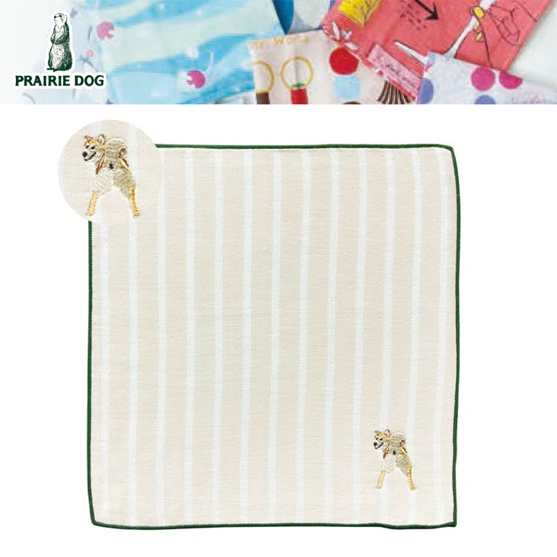 ■PRAIRIE DOG（プレーリードッグ）■【日本製】刺繍ガーゼハンカチ　さぁ行こう