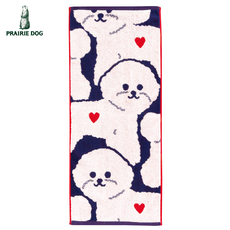 ■プレーリードッグ■■2026SS　新作■　【堀内 映子 DESIGN】　デザイナーズフェイスタオル　白くて丸い犬