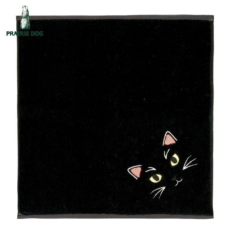 ■プレーリードッグ■■2026SS　新作■　うちのこメイト　猫の毛並みハンカチ　黒猫