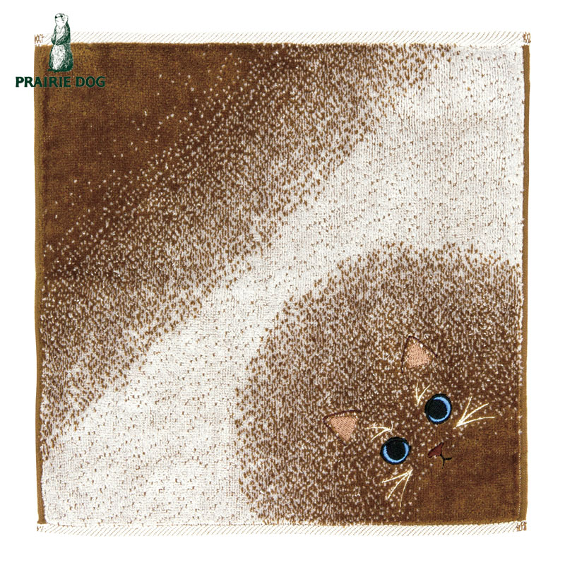 ■プレーリードッグ■■2026SS　新作■　うちのこメイト　猫の毛並みハンカチ　ポインテッド（シャム）