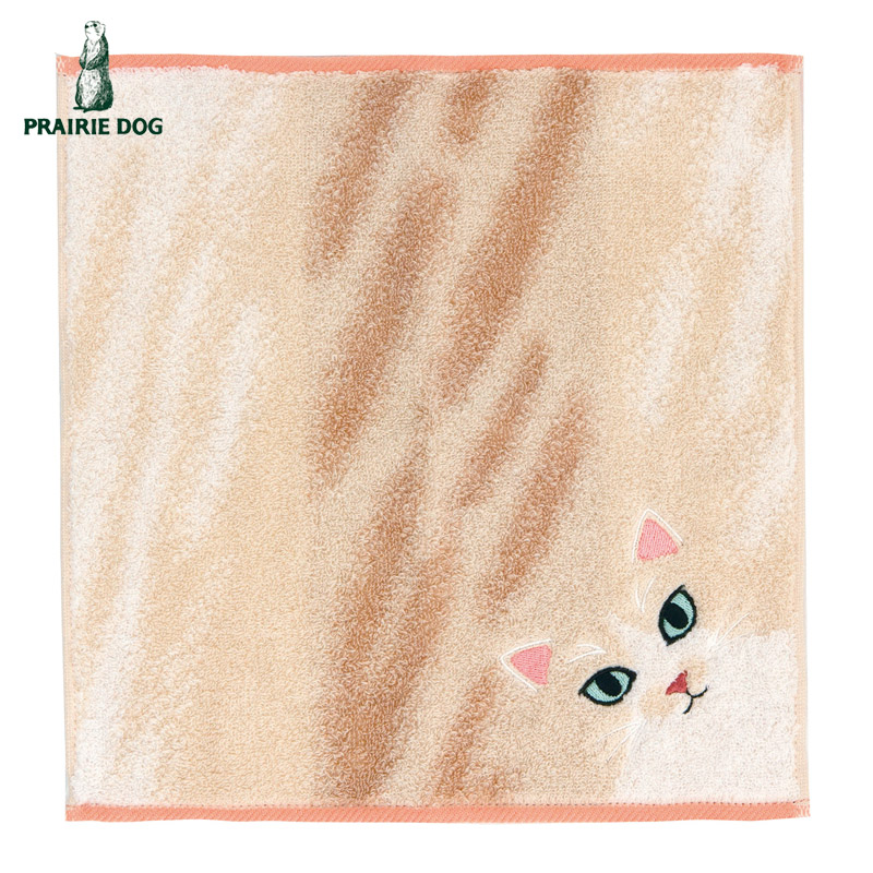 ■プレーリードッグ■■2026SS　先行予約■　うちのこメイト　猫の毛並みハンカチ　ハチワレ（クリーム）
