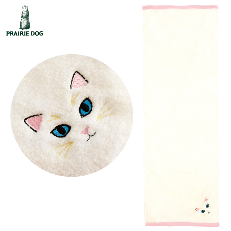 ■プレーリードッグ■■2026SS　新作■　うちのこメイト　毛並みロングフェイスタオル　白猫