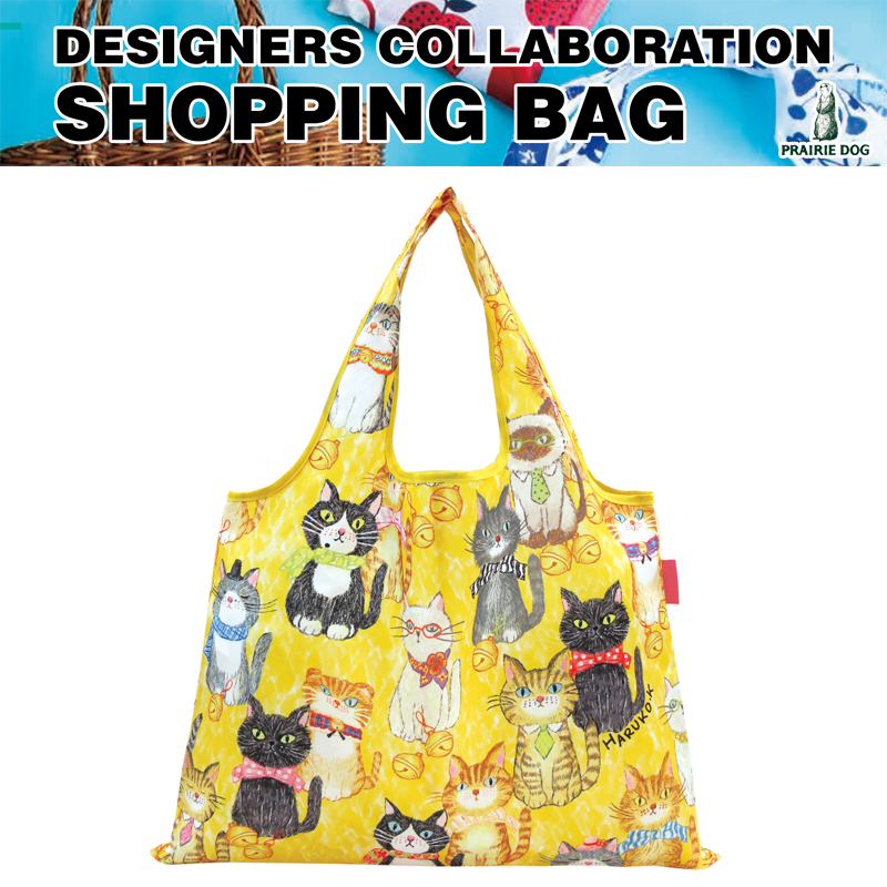 ■PRAIRIE DOG（プレーリードッグ）■■2022SS　新作■　【北村 ハルコ DESIGN】　2way Shopping Bag　猫が整列したら