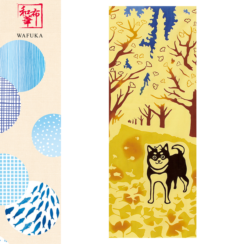 ■PRAIRIE DOG（プレーリードッグ）■■2022SS　新作■　【日本製】　秋模様　手ぬぐい　銀杏並木と柴犬