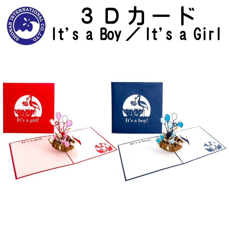 ■湘南インターナショナル■　【3Dカード】　It's a Boy！／It's a Girl！