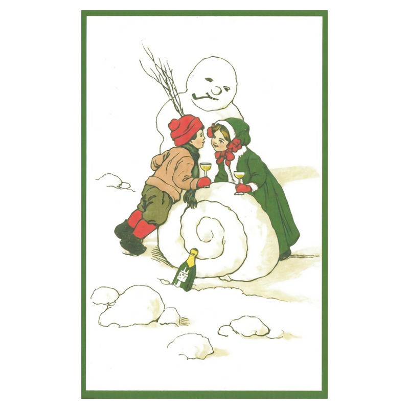 ■湘南インターナショナル■■2026X'mas　先行予約■　クリスマスポストカード　雪だるまと乾杯
