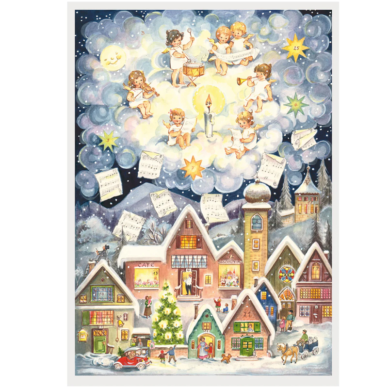 ■湘南インターナショナル■■2026X'mas　先行予約■　A4サイズのアドベントカレンダーカード　天使の音楽隊