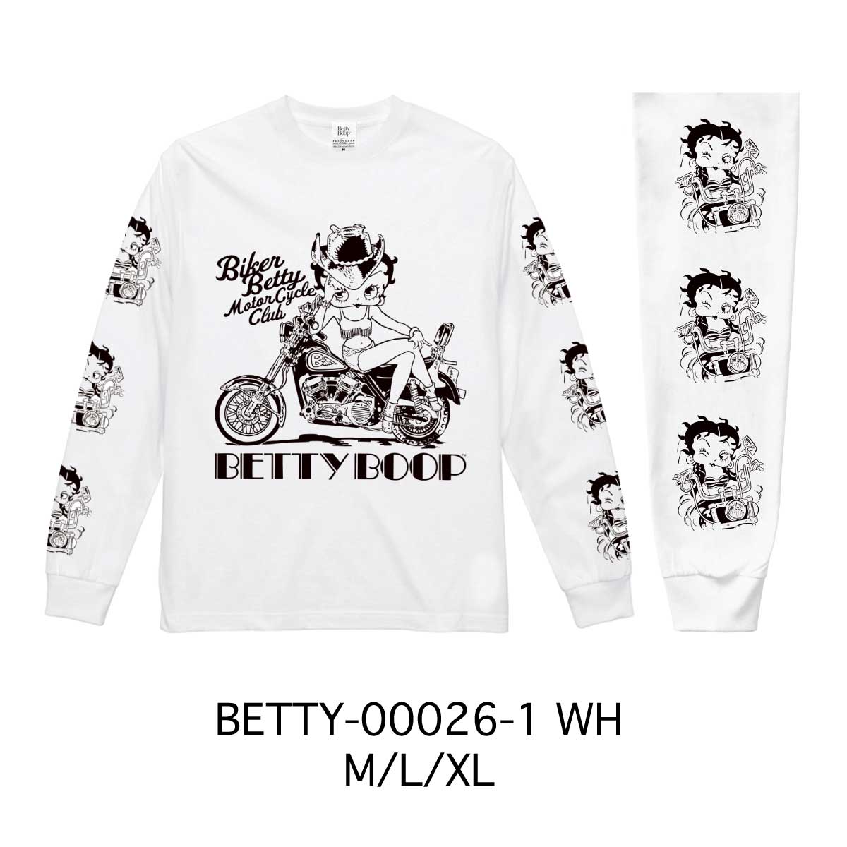 ■S.H.O ENTER PRISE（ショー・エンタープライズ）■■2026SS　新作■　BETTY BOOP　ロングスリーブTシャツ　BETTY-00026-1　WH