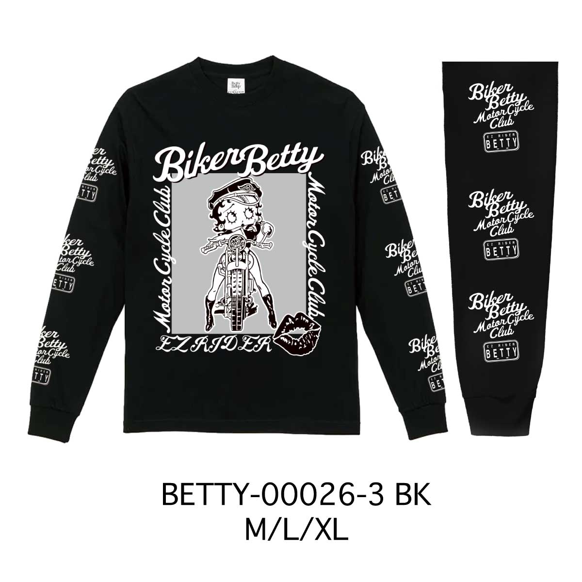 ■S.H.O ENTER PRISE（ショー・エンタープライズ）■■2026SS　新作■　BETTY BOOP　ロングスリーブTシャツ　BETTY-00026-2　BK