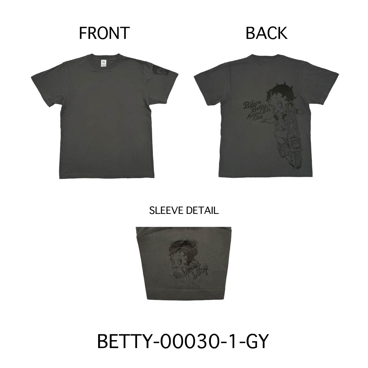 ■S.H.O ENTER PRISE（ショー・エンタープライズ）■■2026SS　新作■　BETTY BOOP　バイカーTシャツ　BT-00030-1-GY