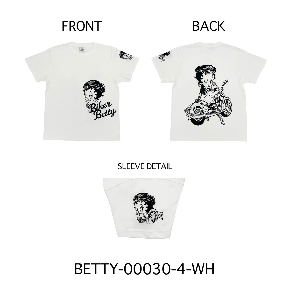 ■S.H.O ENTER PRISE（ショー・エンタープライズ）■■2026SS　新作■　BETTY BOOP　バイカーTシャツ　BT-00030-4-WH