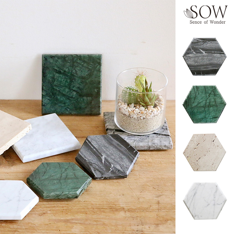 ■SOW（ソウ）■■2026SS　先行予約■　大理石コースター　ヘキサゴン