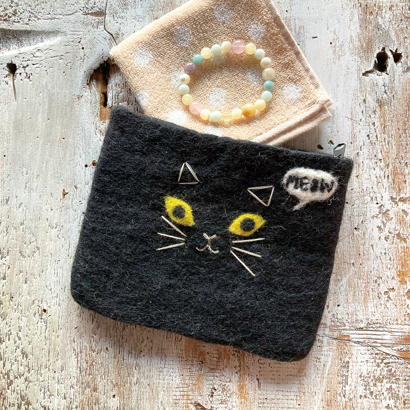 ■SPES（スペース）■■2026AW　新作■　ハンドメイドフェルトポーチ　MEOW CAT