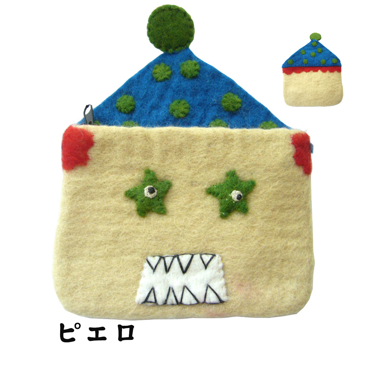 ■SPES（スペース）■■レザー＆フェルト雑貨特集■■2026AW　新作■　ドンドンふえるとFRIENDS　フェルトポーチ　ピエロ