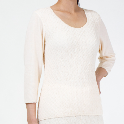 ＫＷＳ８０３　ひだまり極　婦人８分袖インナー　ＬＬサイズ　グレー